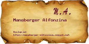 Mansberger Alfonzina névjegykártya